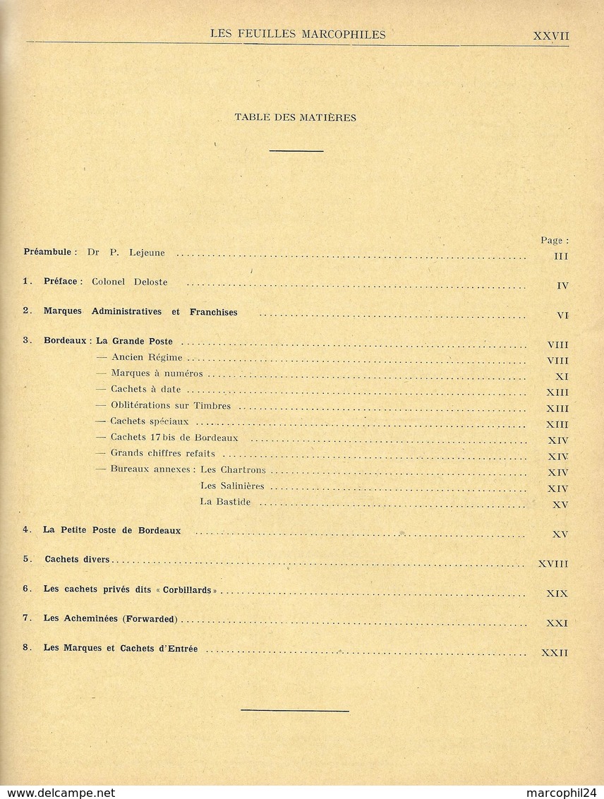 FEUILLES MARCOPHILES - N° 179 1970 = Répub VENISE + Recommandés D'Alsace-Lorraine +Ville De BORDEAUX + MAROC + INDOCHINE - French