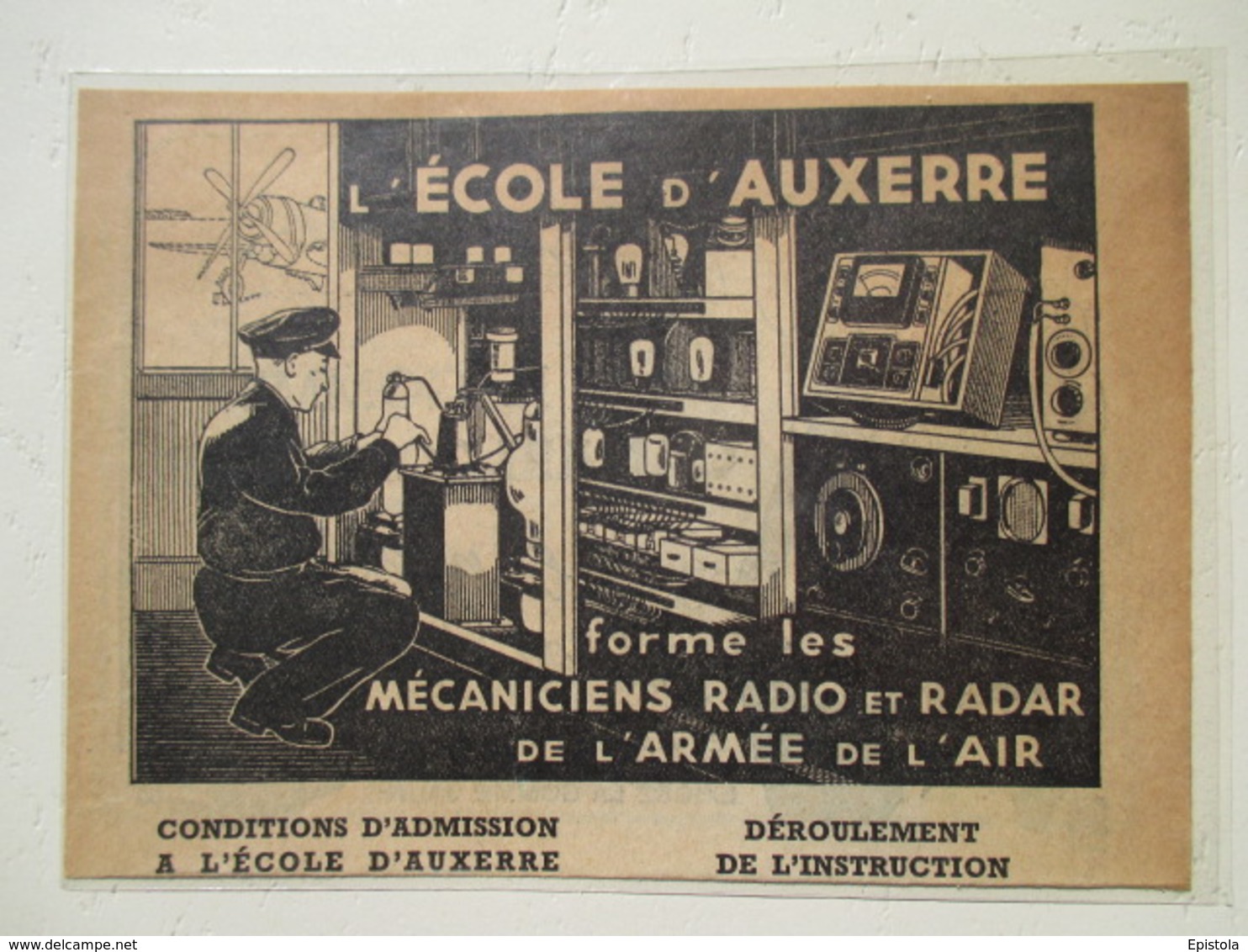 Ecole D'Auxerre - Mécaniciens Radio Et Radar Armée De L'Air  -  Coupure De Presse De 1948 - GPS/Radios