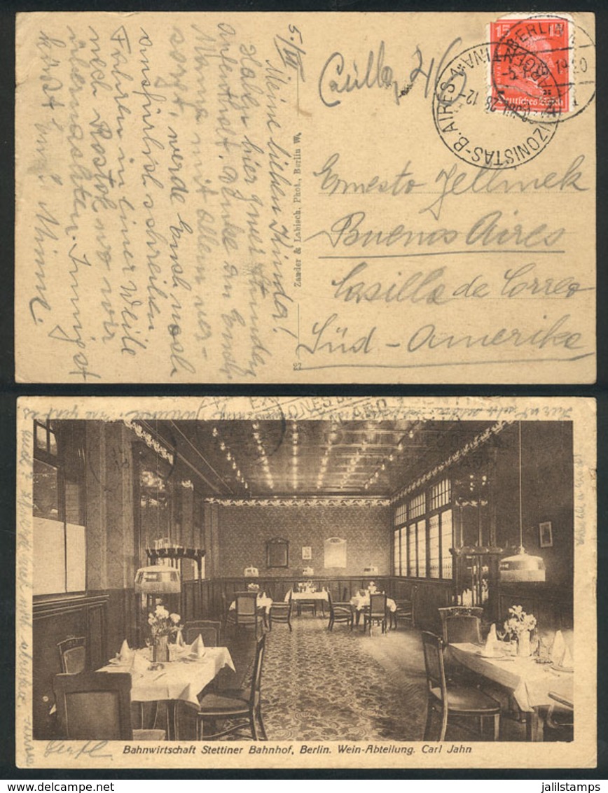 GERMANY: PC With Very Nice View Of  RESTAURANT, Sent From Berlin To Argentina On 5/JUL/1928, With Interesting Receiving  - Brieven En Documenten