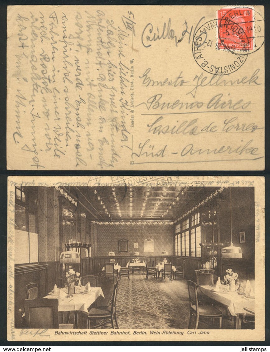 GERMANY: PC With Very Nice View Of  RESTAURANT, Sent From Berlin To Argentina On 5/JUL/1928, With Interesting Receiving  - Lettres & Documents