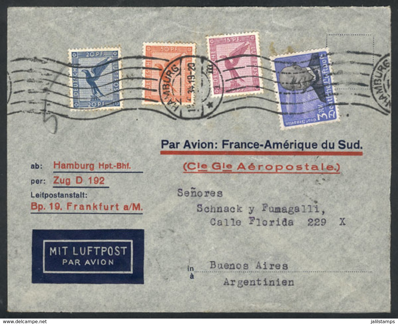 GERMANY: Airmail Cover Sent From Hamburg To Buenos Aires On 19/MAY/1934, By Air France (Marseille Transit Backstamp), Fr - Covers & Documents