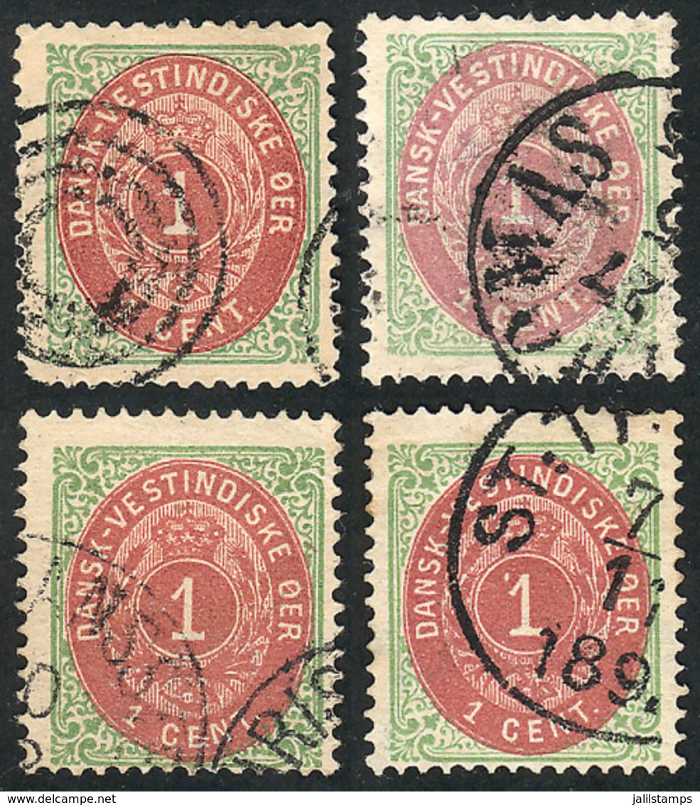 DANISH ANTILLES: Sc.5 + 5e, 4 Used Examples, VF Quality! - Deens West-Indië