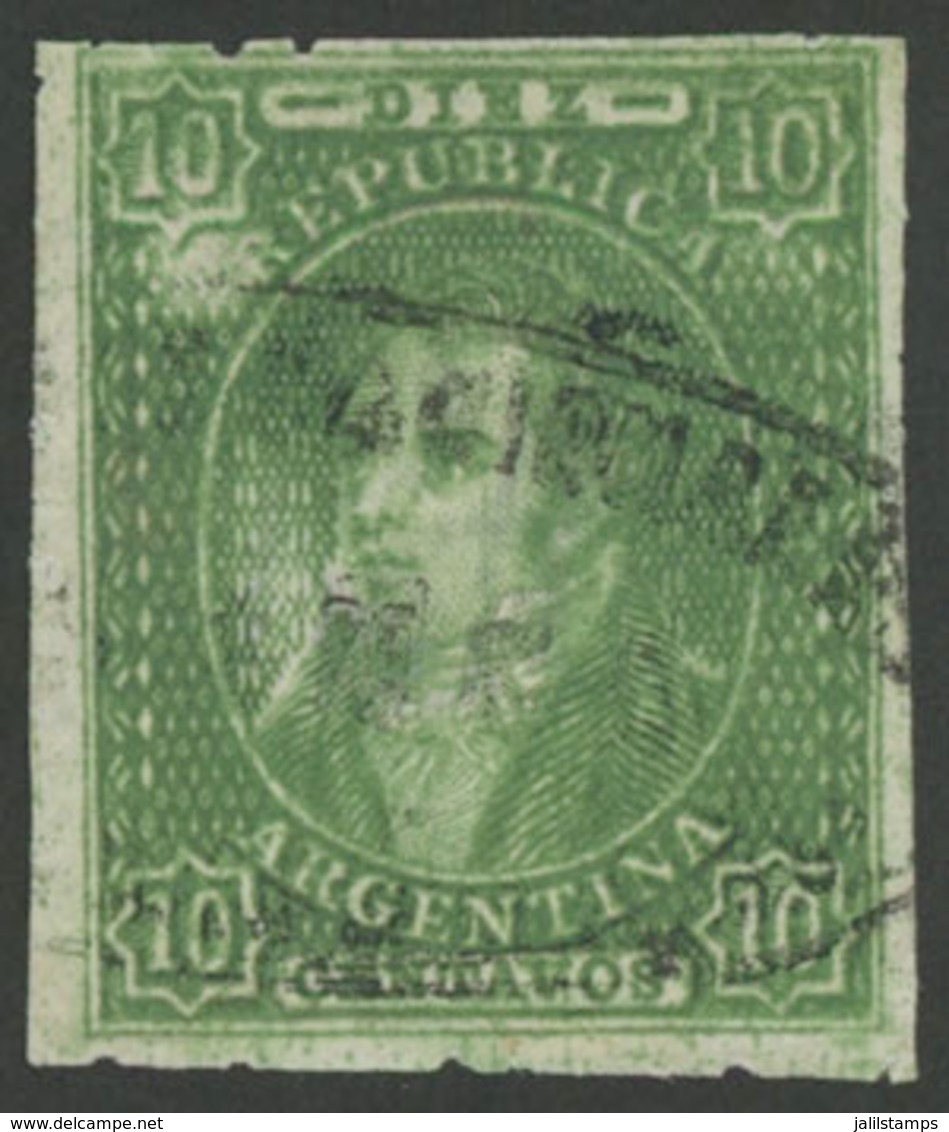 ARGENTINA: GJ.23, 10c. Semi-clear Impression And Thin Paper, Fantastic Example With White Spots Produced By Corrosion Of - Unused Stamps