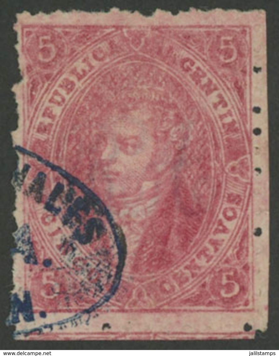 ARGENTINA: GJ.25Ba, 4th Printing, In The Rare INTENSE Lilac-rose, Also Mulatto, Used In San Juan, Superb, Very Scarce! - Used Stamps