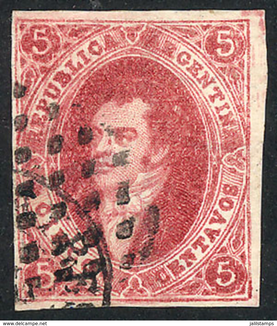 ARGENTINA: GJ.32c, 7th Printing Imperf, With Very Notable Lacroix Freres Watermark (on About 50% Of The Stamp), With 4 C - Used Stamps