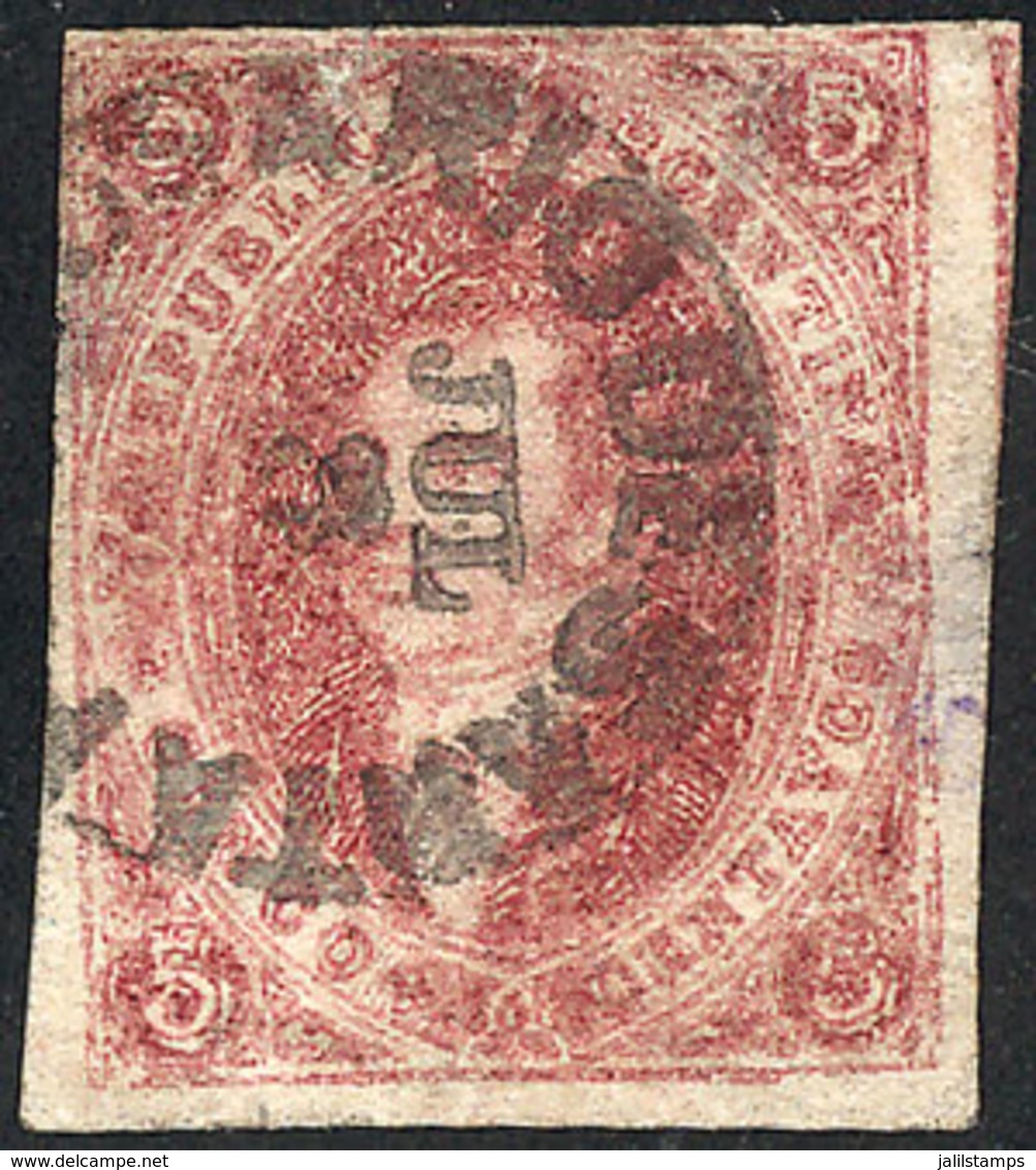 ARGENTINA: GJ.34, 8th Printing, Used In Rosario, VARIETY In Cancel: Without Year, Small Thin On Reverse, Good Front, Ver - Used Stamps