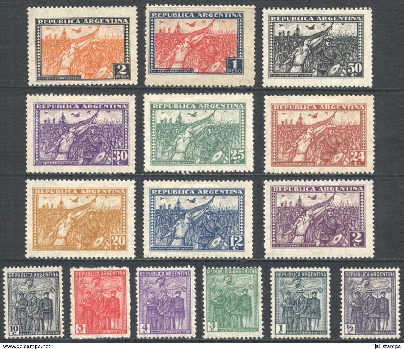 ARGENTINA: GJ.683/690, 1930 Revolution, 12c. To 2P. + Some Low Values, Fine To VF Quality, Catalog Value US$100+ - Other & Unclassified