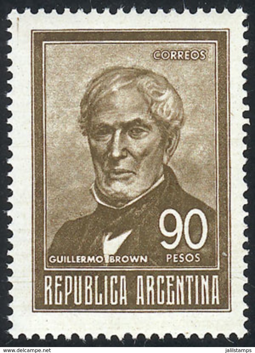 ARGENTINA: GJ.1320B, 90P. Brown (size 27 X 37.5 Mm), Printed On CHALKY PAPER, MNH, Excellent Quality, Catalog Value US$1 - Other & Unclassified