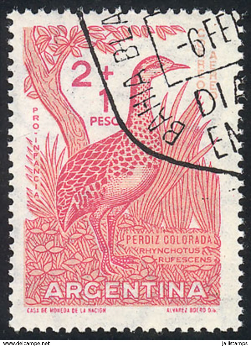 ARGENTINA: GJ.1162A, 1960 Partridge Printed On IMPORTED UNSURFACED Paper, Used With First Day Postmark, Excellent Qualit - Airmail