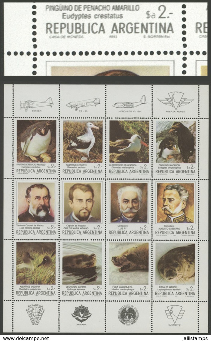 ARGENTINA: GJ.50b, 1983 Antarctic Fauna & Pioneers, Souvenir Sheet With Variety: DOUBLE IMPRESSION Of Black Color, VF Qu - Other & Unclassified