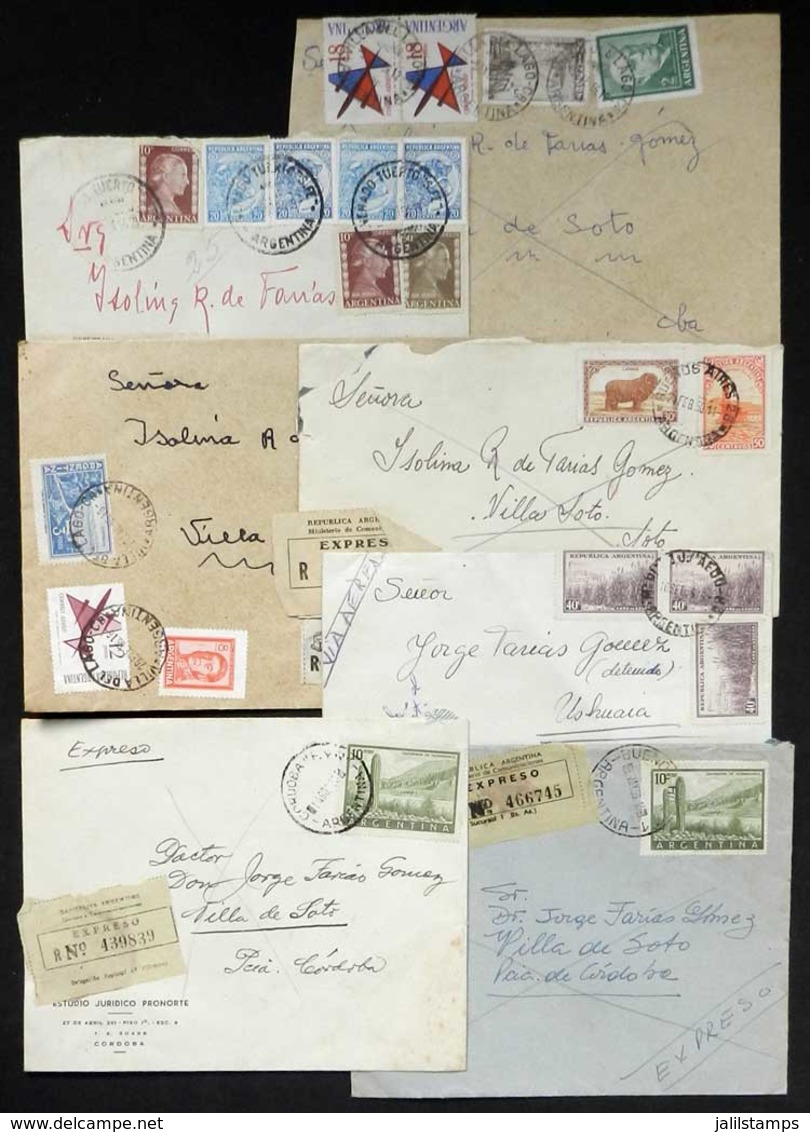 ARGENTINA: 44 Covers Used In The 1950/60s, Many Registered Or Express, Good Postages, Very Interesting! - Other & Unclassified