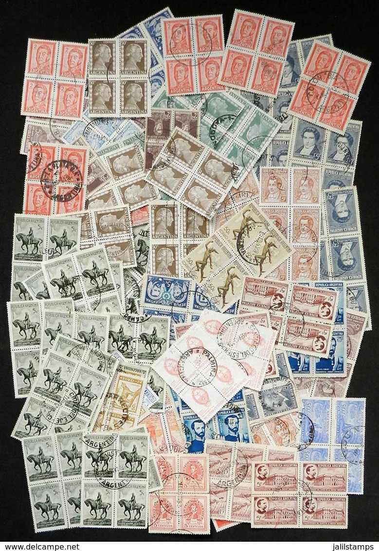 ARGENTINA: More Than 150 Used Blocks Of 4 Or Larger, Various Periods, VF Quality, Interesting Lot, Low Start! - Collections, Lots & Series