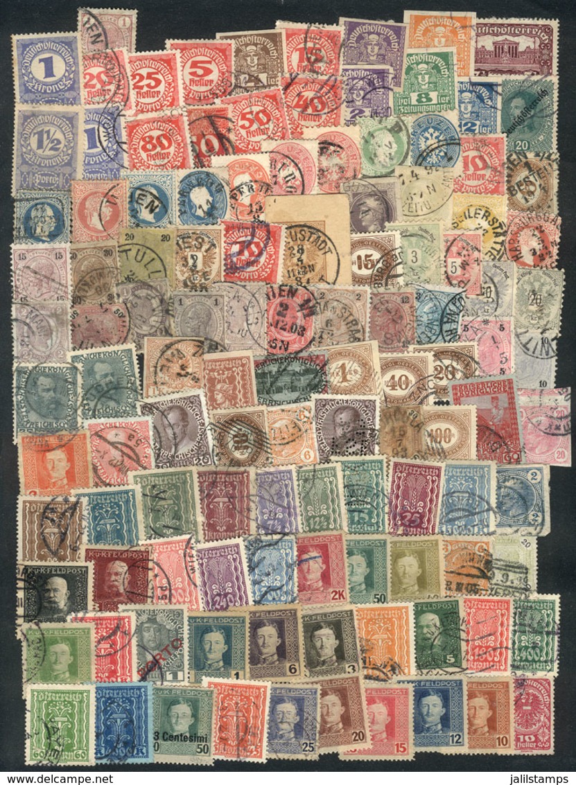 AUSTRIA: Lot Of Old Stamps, A Careful Review Will Surely Reveal Varieties, Interesting Shades, Good Cancels Etc. Yvert C - Sonstige & Ohne Zuordnung