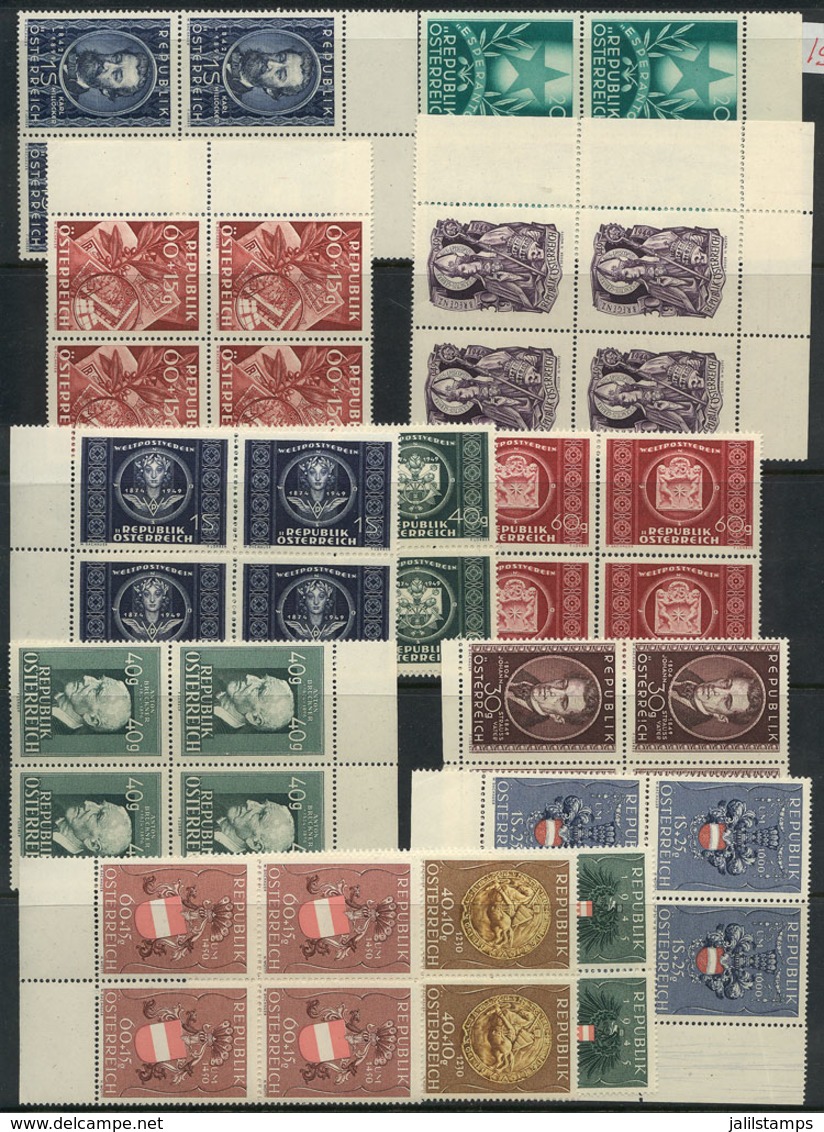 AUSTRIA: 1945 To 1969: Collection Of Stamps In Blocks Of 4, Unmounted, All Of Excellent Quality, Very Fresh, Perfect, Wi - Sonstige & Ohne Zuordnung