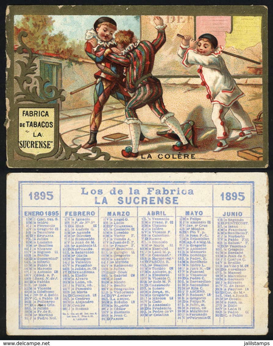 BOLIVIA: Pocket Calendar Of 1895 With Advertising For Tobacco Factory "LA SUCRENSE", Nice Illustration, Fine Quality - Unclassified