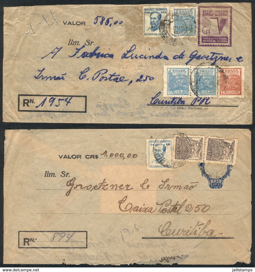 BRAZIL: RHM.EV-22 And EV-292, 2 Used Covers For Declared Values, Interesting. - Ganzsachen