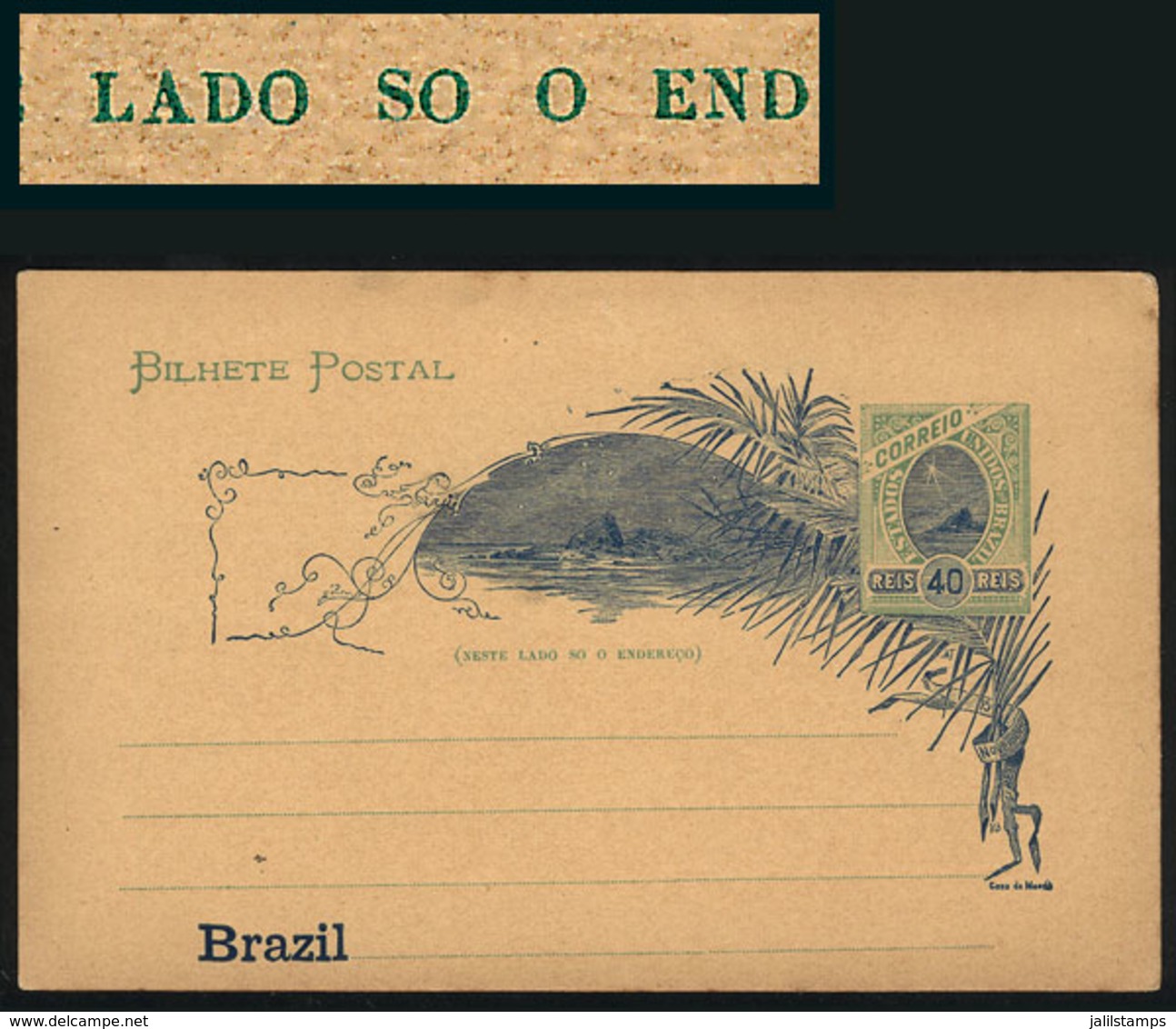 BRAZIL: RHM.BP-43eC, Postal Card With Variety: NO ACCENT Over "so", Excellent Quality, Catalog Value 250Rs." - Postal Stationery