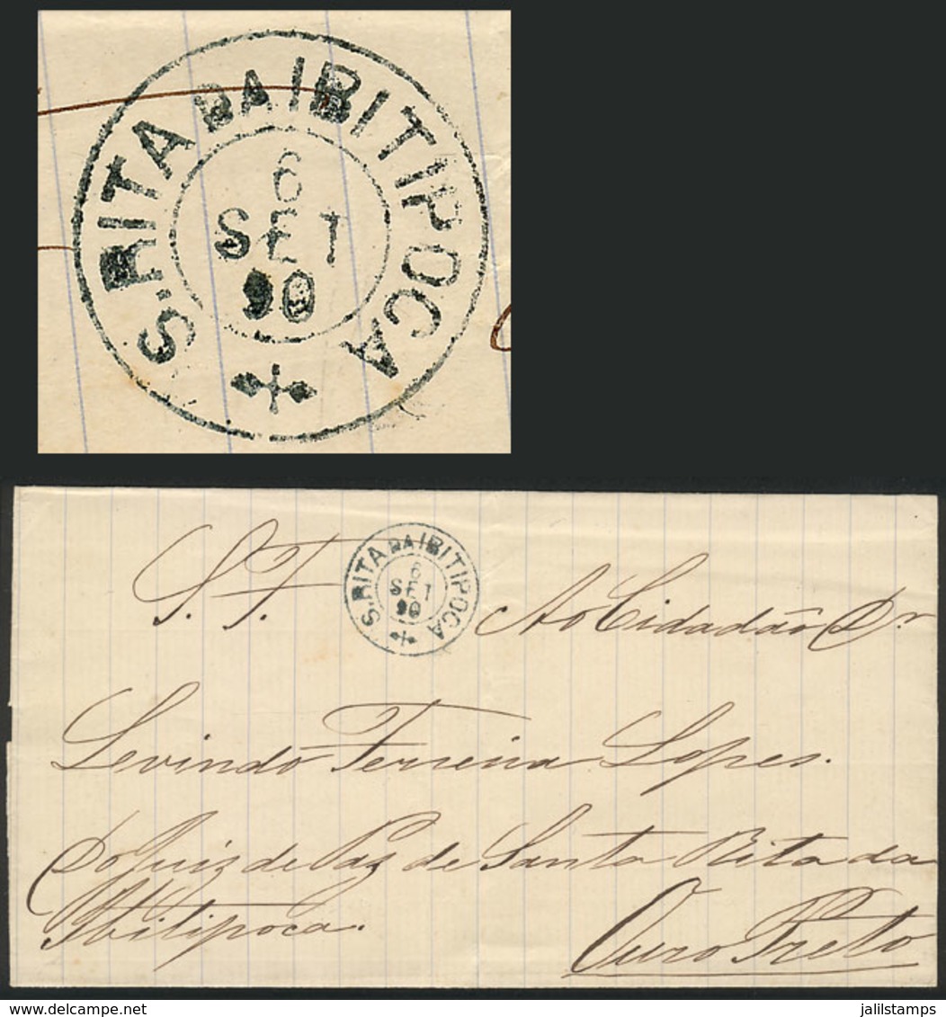 BRAZIL: Official Folded Cover Sent Stampless From SANTA RITA DA IBITIPOCA (postmark In Dark Green) To Ouro Preto On 6/SE - Sonstige & Ohne Zuordnung