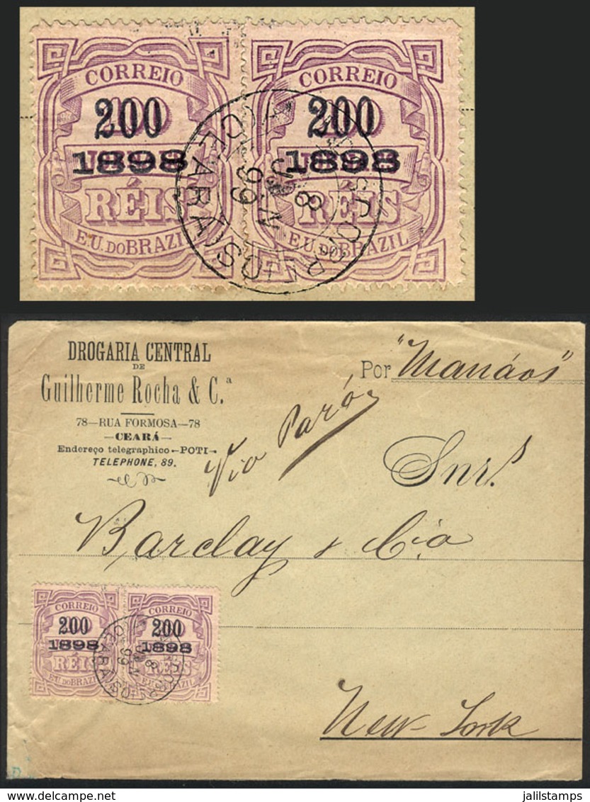 BRAZIL: Cover Sent From CEARÁ To New York On 8/JUN/1899, Franked With Pair Sc.137, Excellent Quality! - Sonstige & Ohne Zuordnung