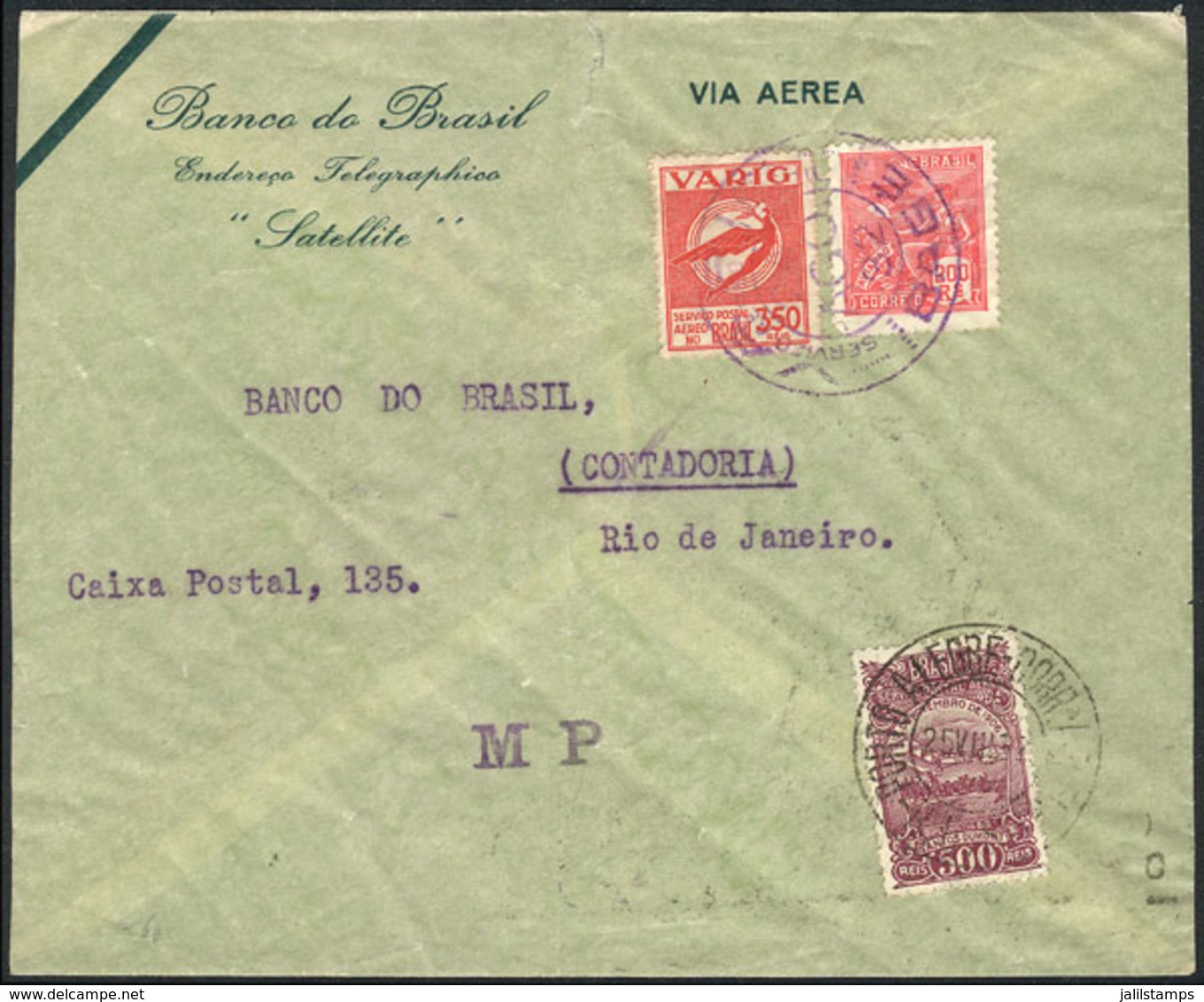 BRAZIL: Interesting Airmail Cover Sent Via VARIG From Bage To Port Alegre On 24/AU/1932, Where It Was Additionally Frank - Other & Unclassified