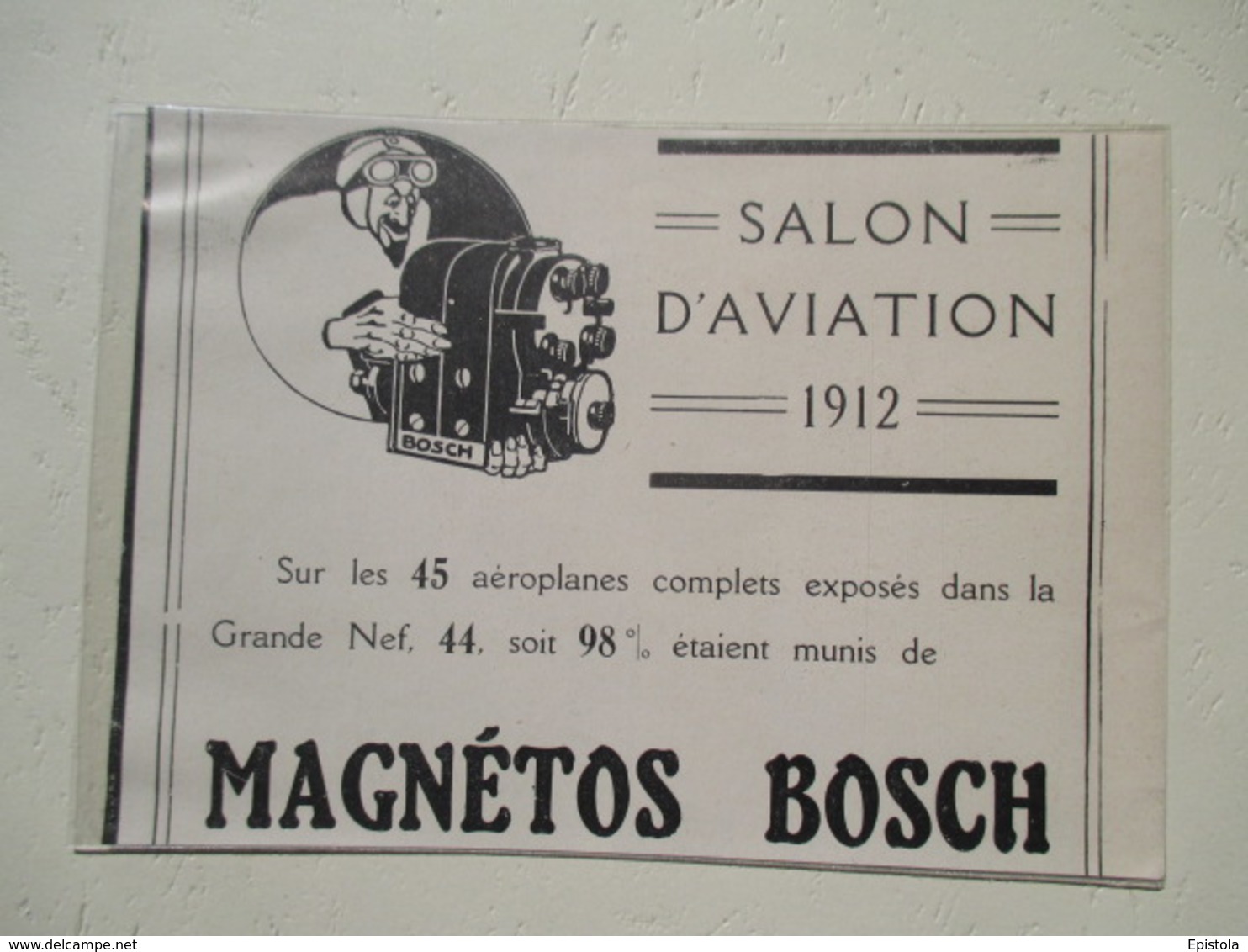 Aviation Magnétos BOSCH Pour Aéroplane - Coupure De Presse De 1912 - GPS/Aviazione