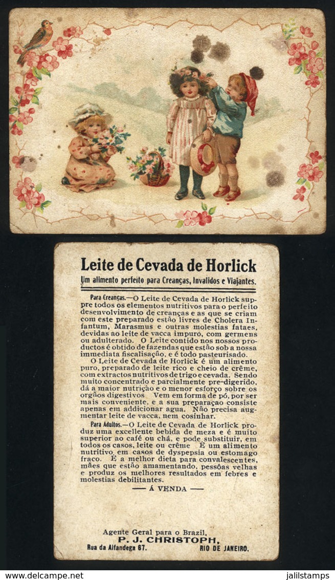 BRAZIL: Old Advertising Card Of HORLICK's Barley Milk, Illustrated With Children Playing, Minor Defects, Rare - Other & Unclassified