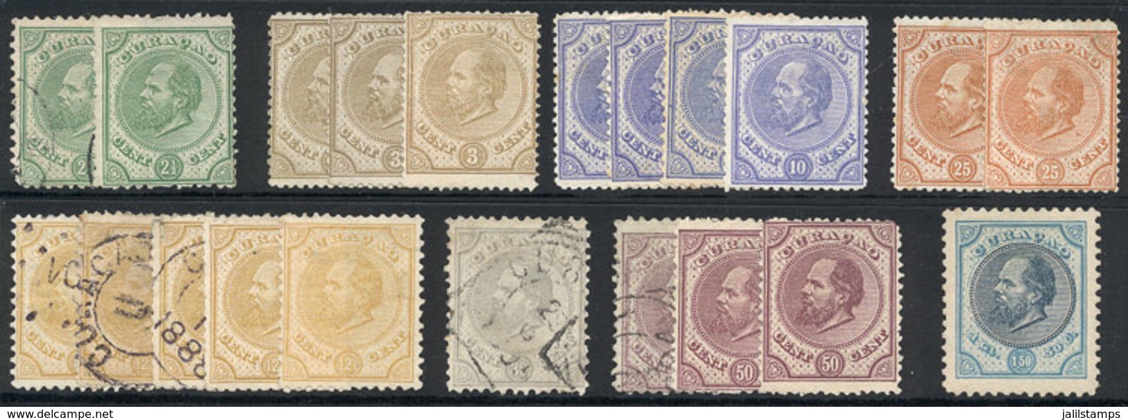 CURACAO: SELECTION OF GOOD VALUES: Yv.1 (x2), 2 (x3), 4 (x4), 5 (x5), 7 (x2), 8, 9 (x3) And 11, Most Mint And Issued Wit - Niederländische Antillen, Curaçao, Aruba