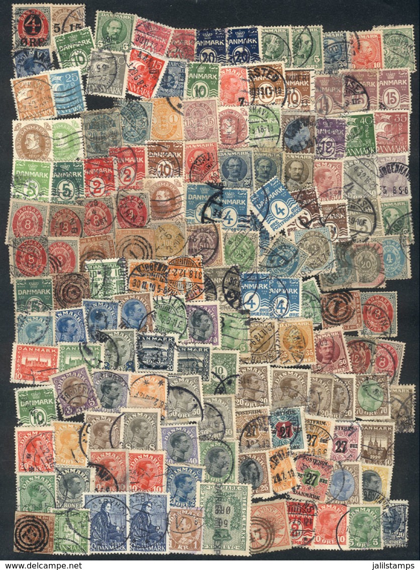 DENMARK: Lot Of Old Stamps, A Careful Review Will Surely Reveal Varieties, Interesting Shades, Good Cancels Etc. Yvert C - Other & Unclassified