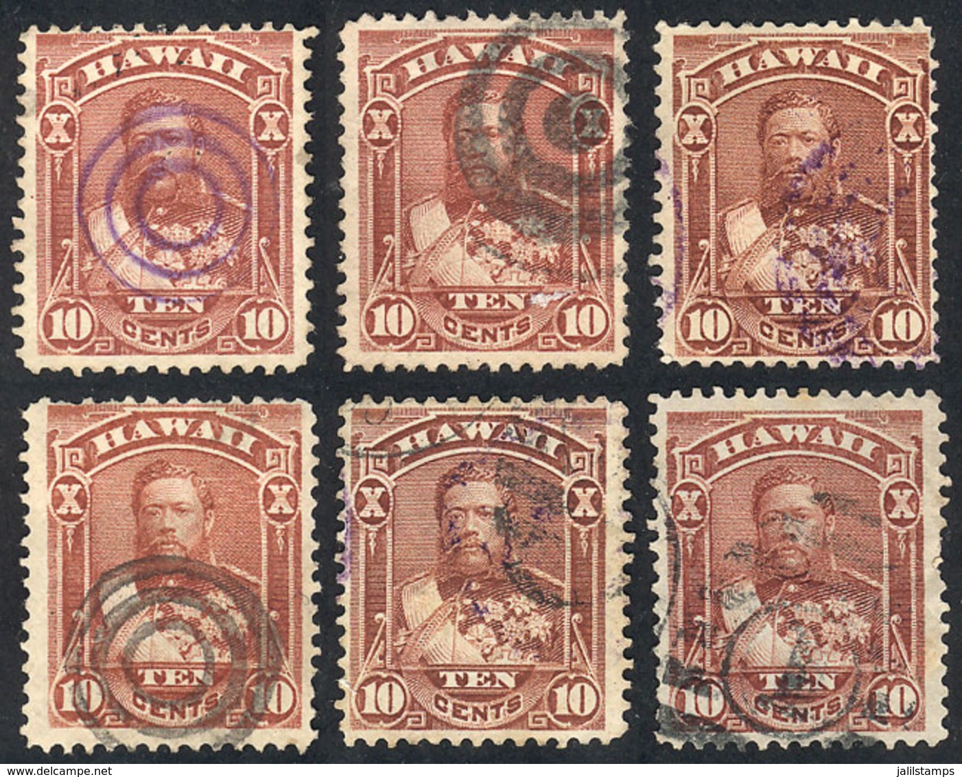 UNITED STATES - HAWAII: Sc.44, 6 Used Examples With Varied Cancels, Interesting! - Hawaii
