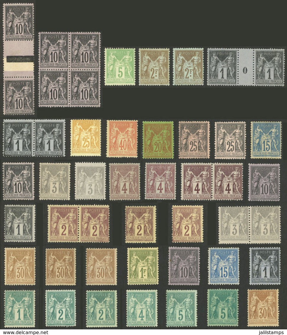 FRANCE: Yvert 61 To 105 (not Consecutive), Very Attractive Lot Of "Sage" Stamps, Almost All Mint Lightly Hinged (several - Other & Unclassified