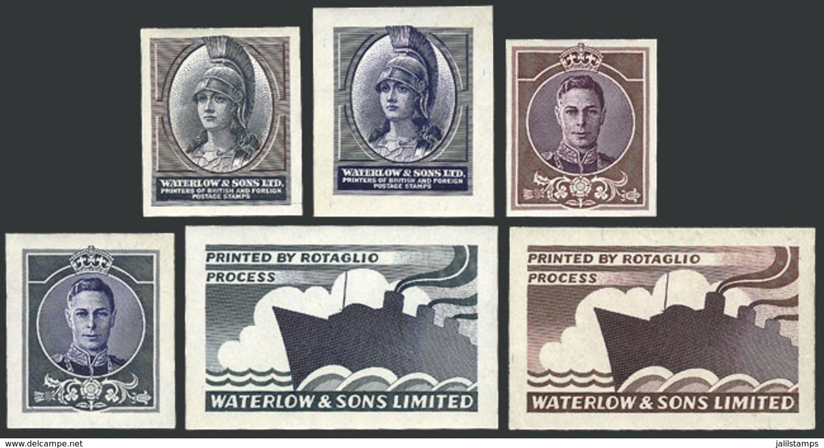 GREAT BRITAIN: 6 Proofs Of Cinderellas Or Labels Printed By Waterlow & Sons Ltd. On The Paper That Was Used To Print Arg - Cinderellas