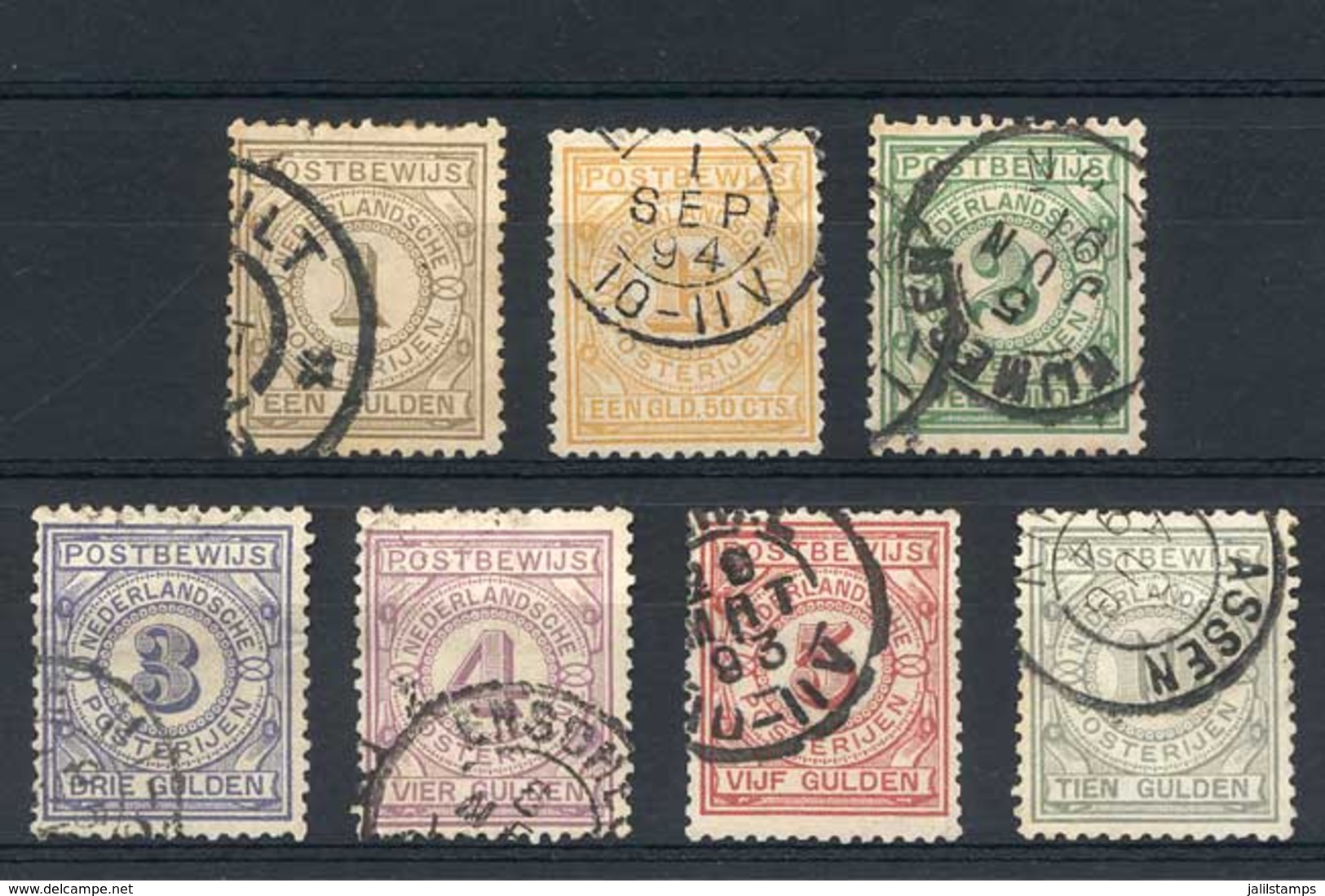 NETHERLANDS: Yv.1/7, 1884 Complete Set Of 7 Used Values, VF Quality, Rare. Catalog Value Euros 425. - Sonstige & Ohne Zuordnung