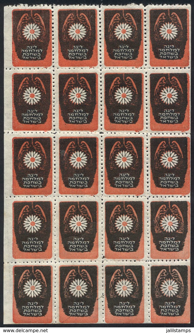 ISRAEL: FIGHT AGAINST TUBERCULOSIS: 1970 Issue, Complete Sheet Of 20 Cinderellas, Very Fine Quality! - Cinderellas