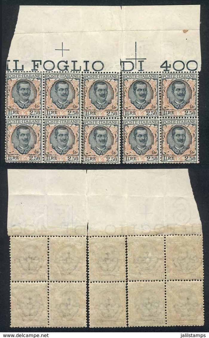 ITALY: Yvert 185 (Sa.203), 1925 2.50L. Black-green And Orange, Fantastic Marginal BLOCK OF 10. The Stamps Are Separated  - Unclassified