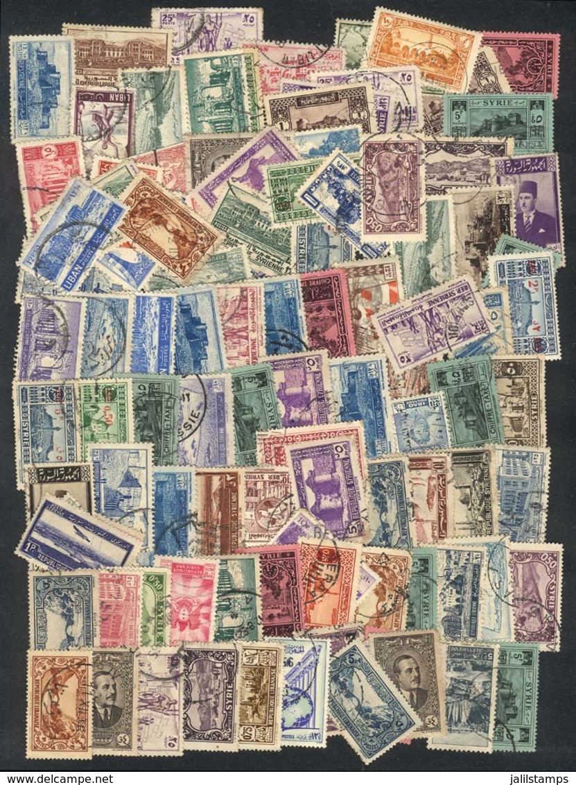 LEBANON: Lot Of Large Number Of Used Stamps On Fragments, Perfect Lot To Look For Rare Postmarks, VF Quality! - Libanon