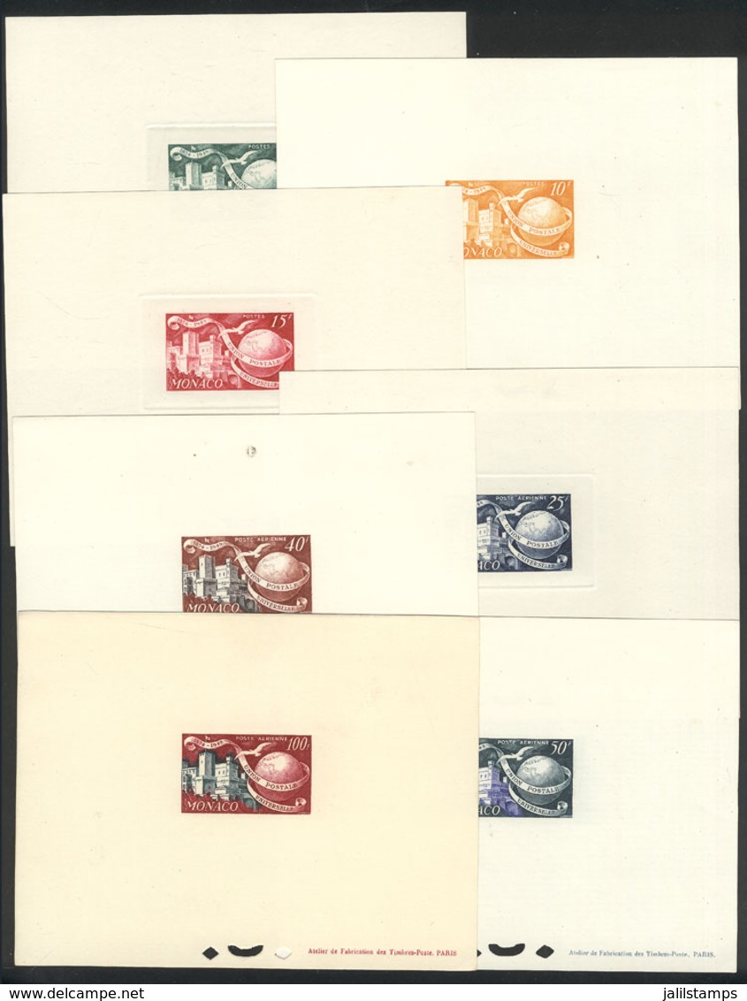 MONACO: Yv.332/3 + A.45/8, 1949 UPU Anniversary, The Set Of 7 Single DELUXE PROOFS, Excellent Quality! - Other & Unclassified