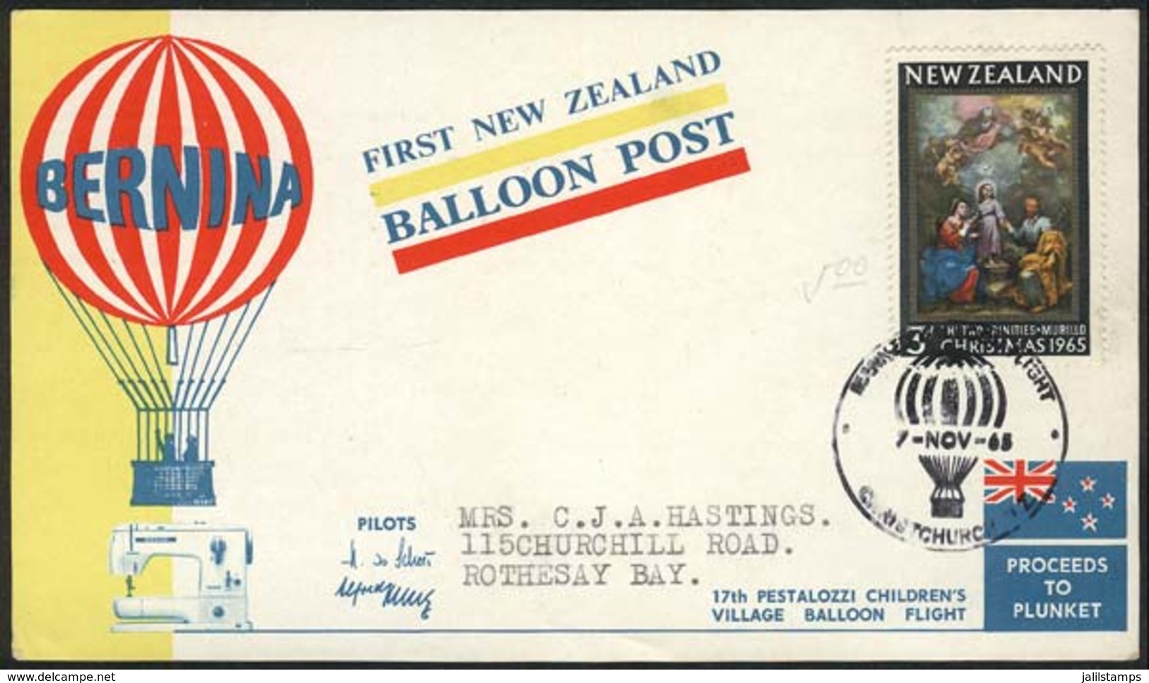 NEW ZEALAND: 7/NO/1965 First Balloon Flight, Card Of Very Fine Quality! - Other & Unclassified