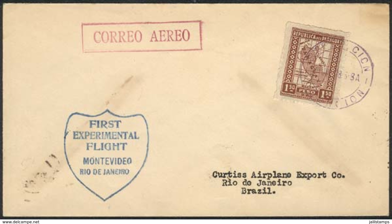 PARAGUAY: 24/JUL/1928 First Experimental Flight Asunción - Rio De Janeiro, Excellent Quality! - Paraguay