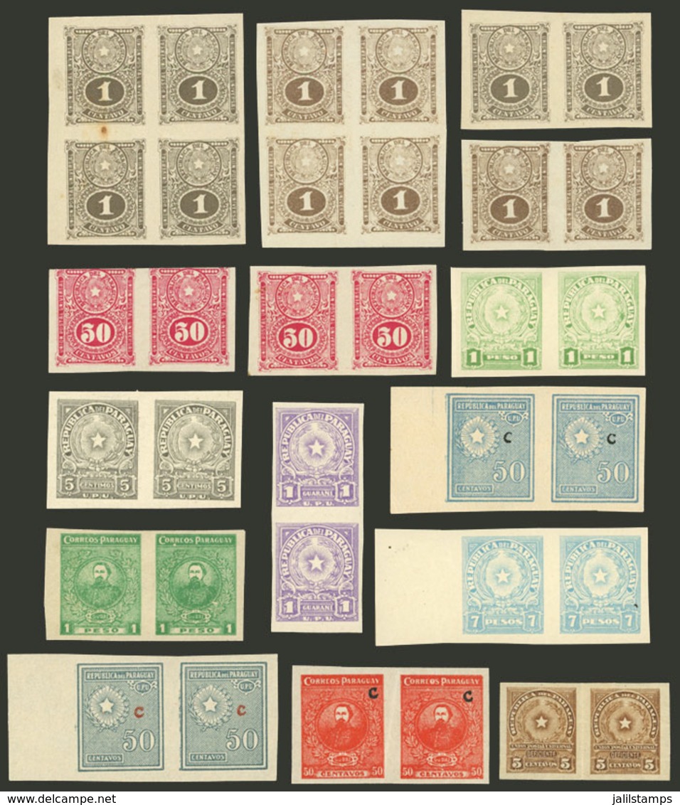 PARAGUAY: IMPERFORATE PAIRS: 13 Pairs + 2 Blocks Of 4, Some With Original Gum, The General Quality Is Very Fine, Low Sta - Paraguay