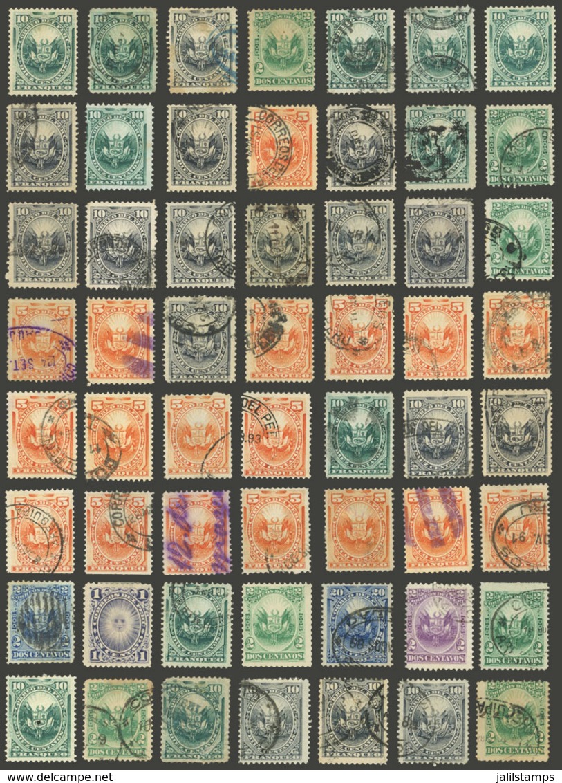 PERU: Envelope With Old Stamps Of Very Fine Quality. It Includes Many Rare And Scarce Examples And Attractive Cancels, H - Peru