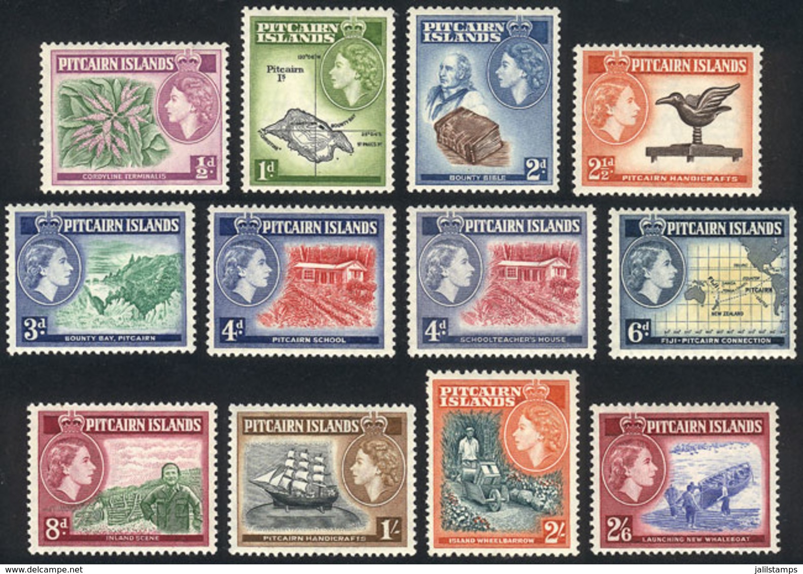 PITCAIRN ISLANDS: Sc.20/30 + 31, 1957/8 Ships, Maps Etc., Complete Set Of 12 Unmounted Values, Excellent Quality, Catalo - Pitcairn Islands