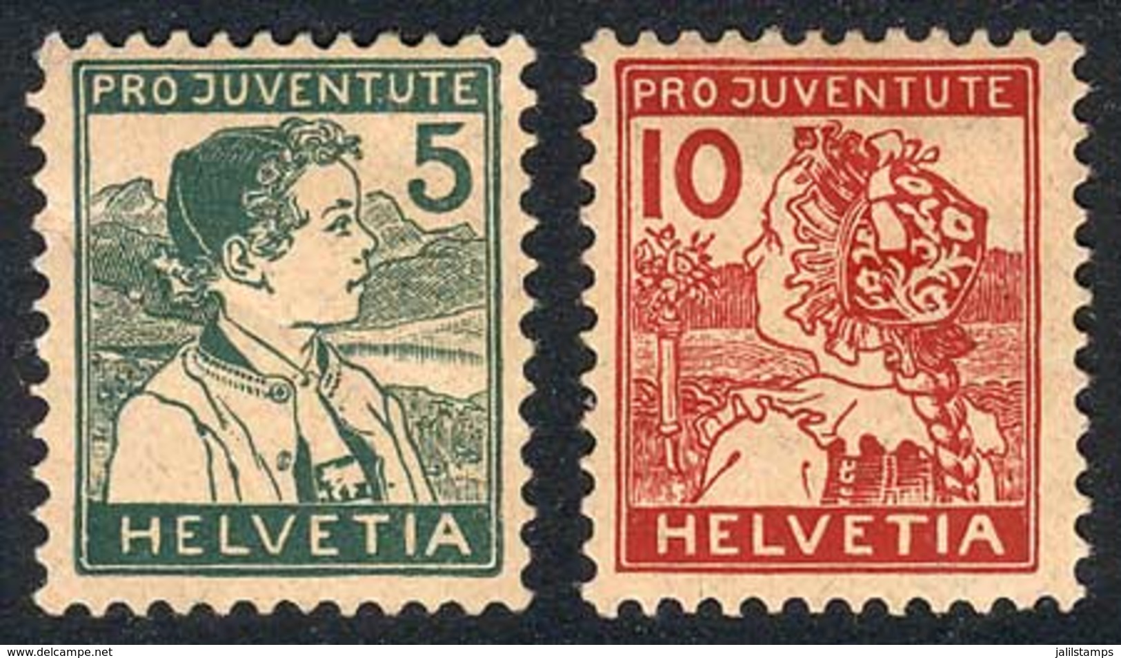 SWITZERLAND: Yv.149/50, 1915 Children, Set Of 2 Values, VF Quality (the 5c. Value With Defect, Not Included In The Price - Sonstige & Ohne Zuordnung