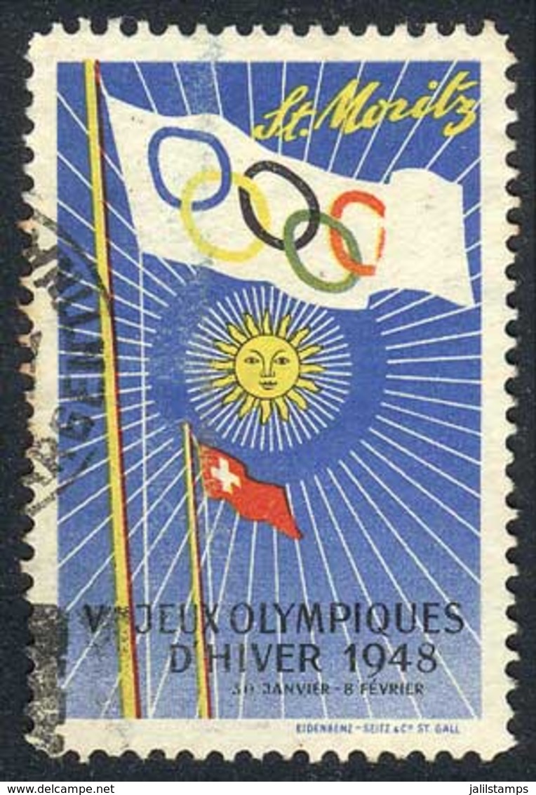 SWITZERLAND: Winter Olympic Games Of St. Moritz, Year 1948, Used, Fine Quality! - Vignetten (Erinnophilie)