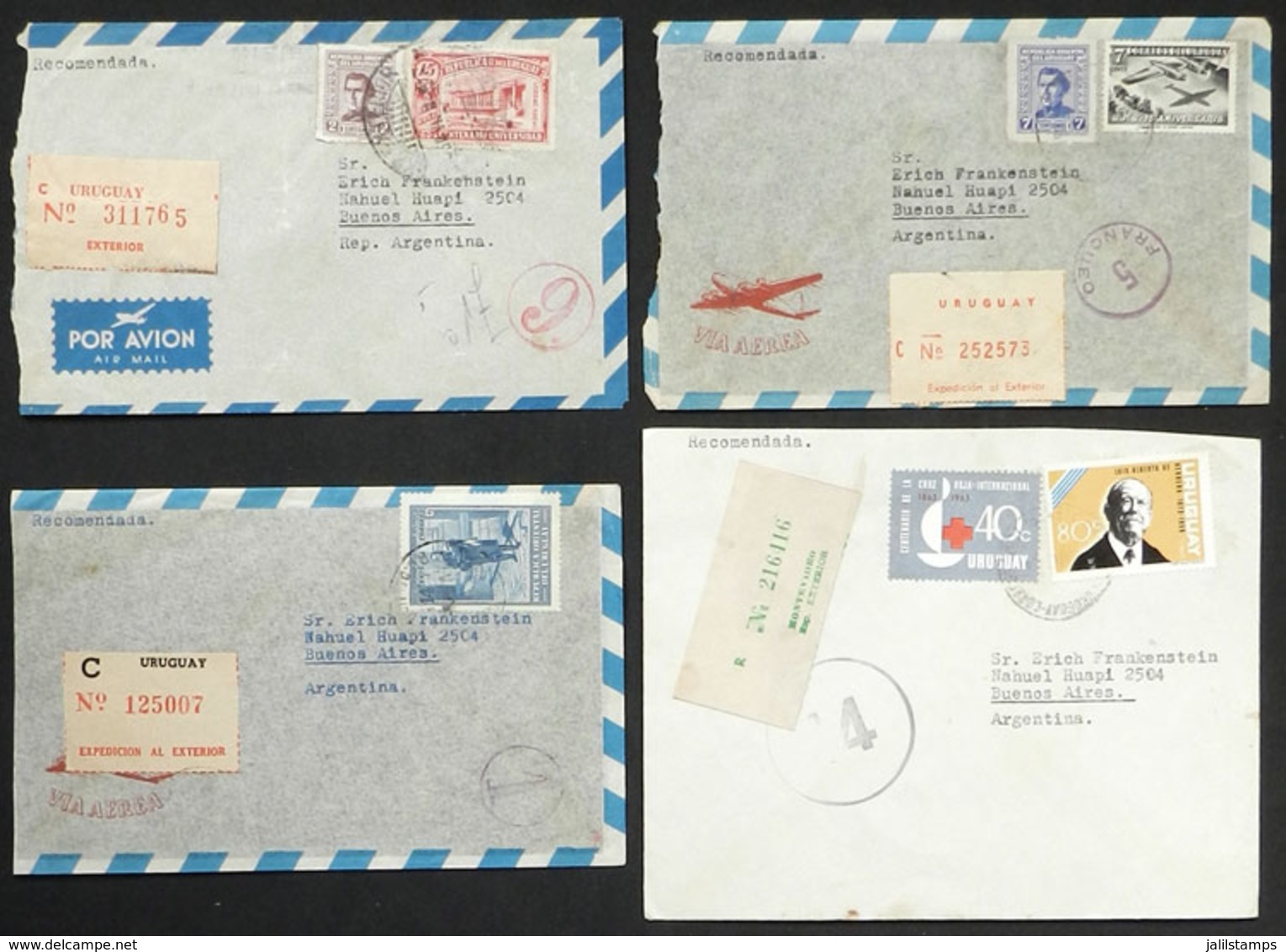 URUGUAY: 63 Covers With Interesting Postages Sent To Argentina, Very Fine General Quality, LOW START. Many Of The Covers - Uruguay