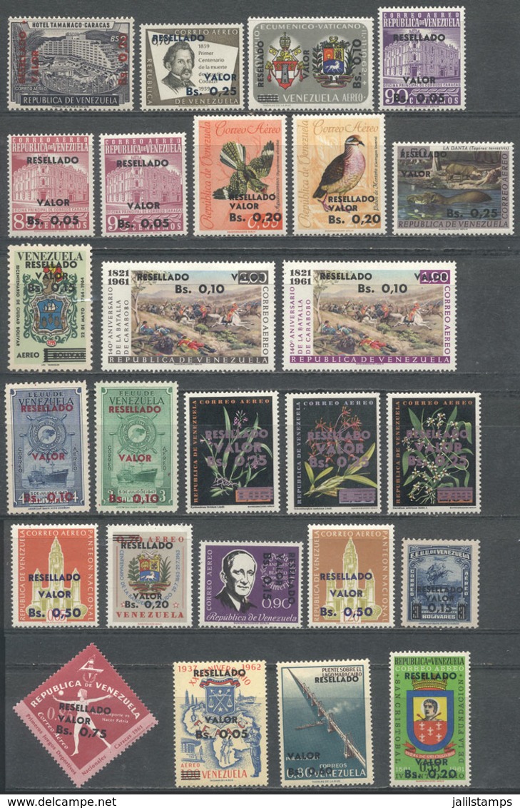 VENEZUELA: Yvert 707/717 + A.814/857, 1965 Complete Set Of 55 Overprinted Values, MNH, Very Fine Quality (a Few With The - Venezuela
