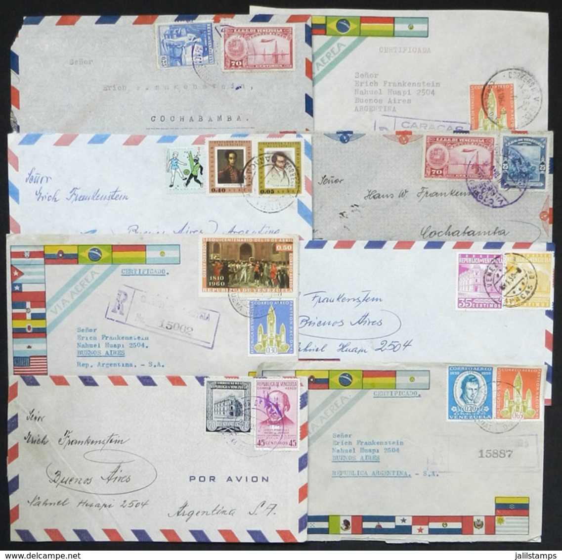 VENEZUELA: 19 Covers With Interesting Postages Sent To Argentina, Very Fine Quality, LOW START. - Venezuela