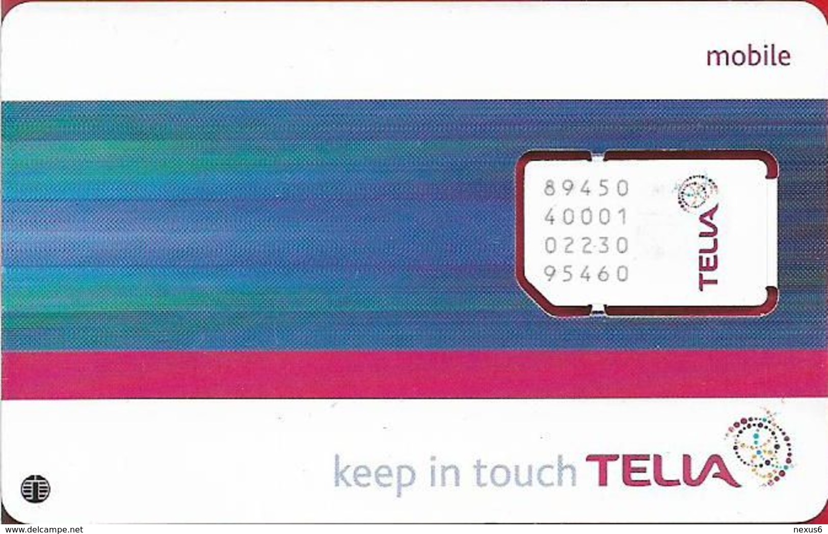 Denmark - Telia - Keep In Touch, Blue Red White, GSM SIM2 Mini, Mint Rare! - Danemark