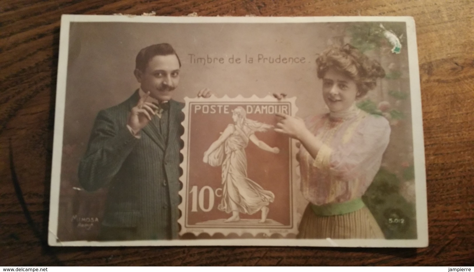 Thème Timbres - CPA Timbre De La Prudence, Poste D'amour, 10c - Timbres (représentations)