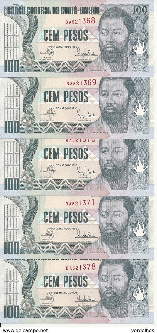 GUINEE-BISSAU 100 PESOS  1990 UNC P 11 ( 5 Billets ) - Guinee-Bissau