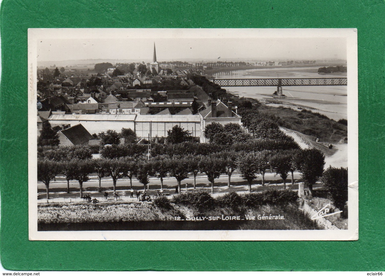 45 SULLY Sur LOIRE  Vue Générale Avec Pont Métallique CPM  Année 1954 REAL PHOTO  N°12 état  Impeccable - Sully Sur Loire